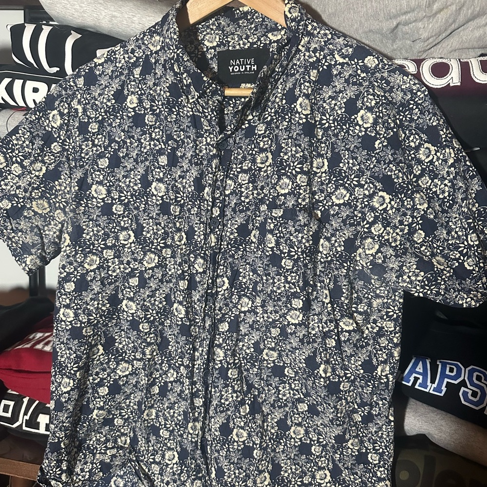 Native Youth Navy Floral Button Down Shirt